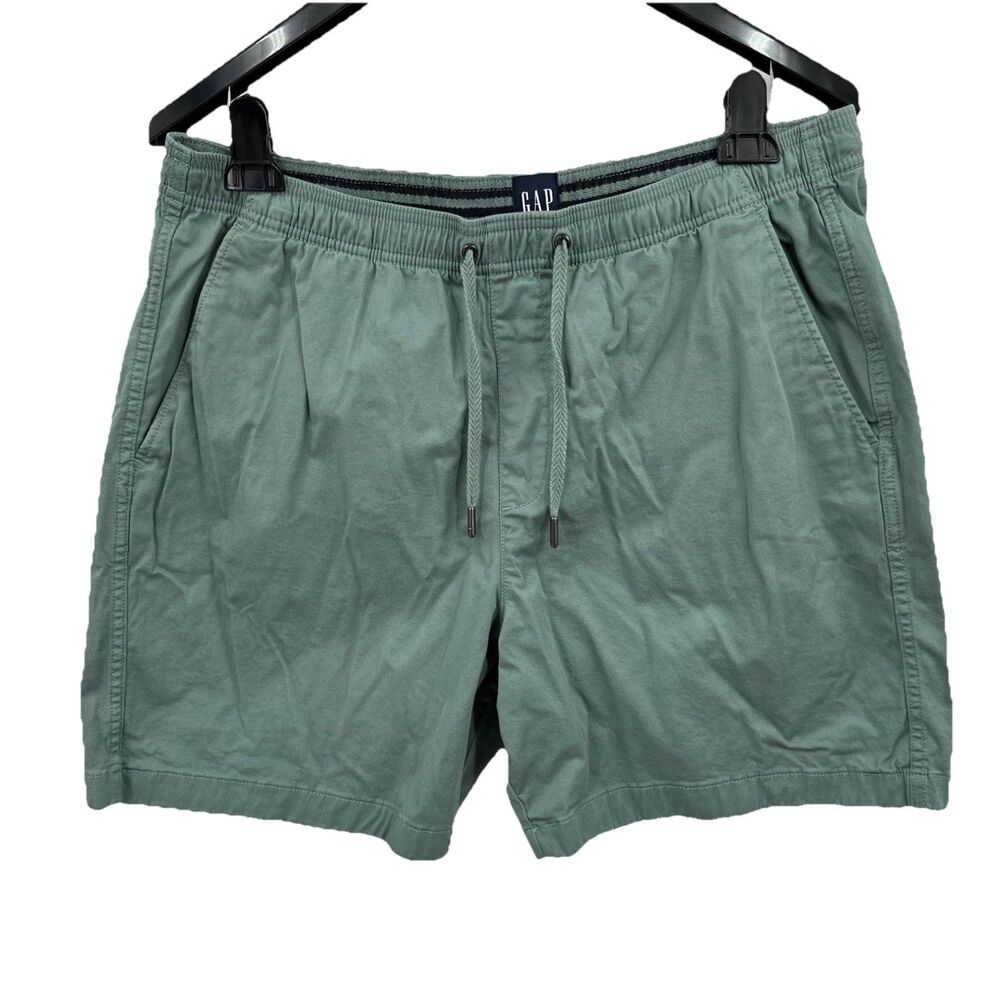 Gap Shorts XL Men's Green Khaki Chino Pull On Drawstring Cotton Stretch 6.5"